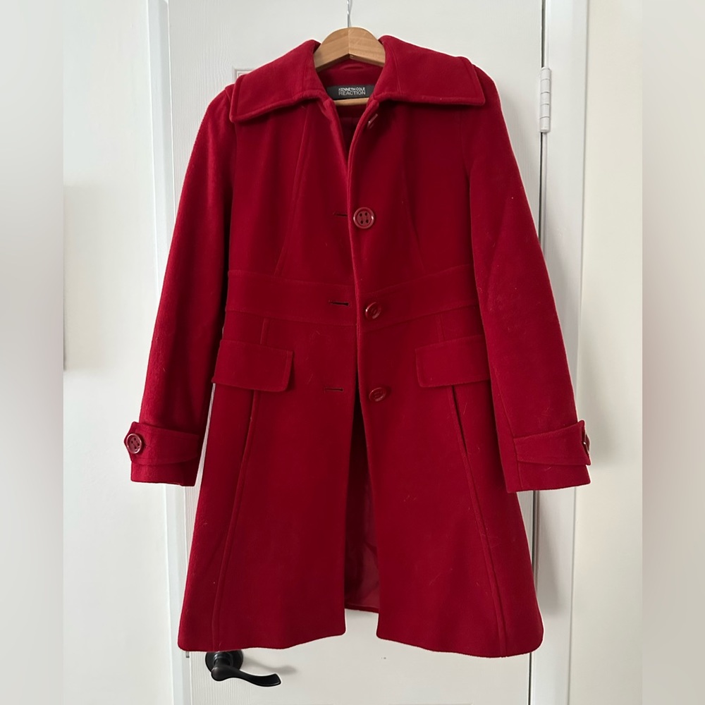 Kenneth Cole Red Dress Coat